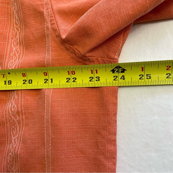 Tommy Bahama 100% Silk Maui Border Shirt Button Up Orange Coral Men’s XL - Picture 6 of 11